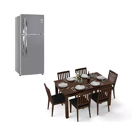 Dining Room Combo - 1 - Double Door Fridge 240L, Diner 6 Seater Dining Table Set by Urban Ladder