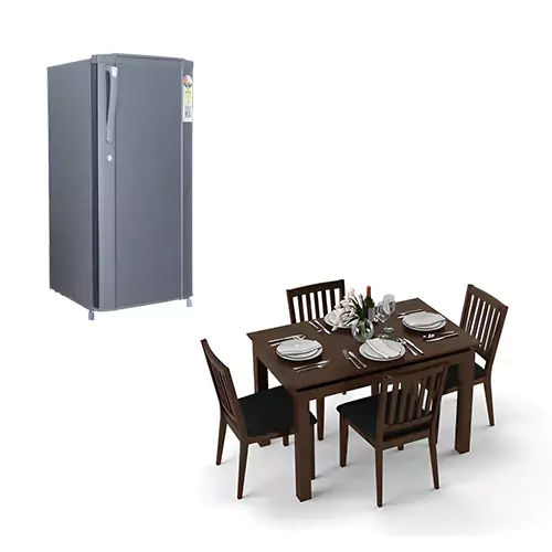 Dining Room Combo - 2 - Refrigerator 190L, Diner 4 Seater Dining Table Set by Urban Ladder