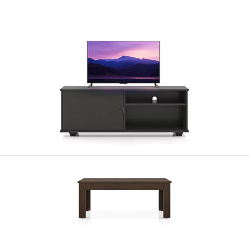 Home Appliance Combo -10 -TV 43 inches Smart Android, TV Unit by Urban Ladder,  Coffee Table by Urban Ladder
