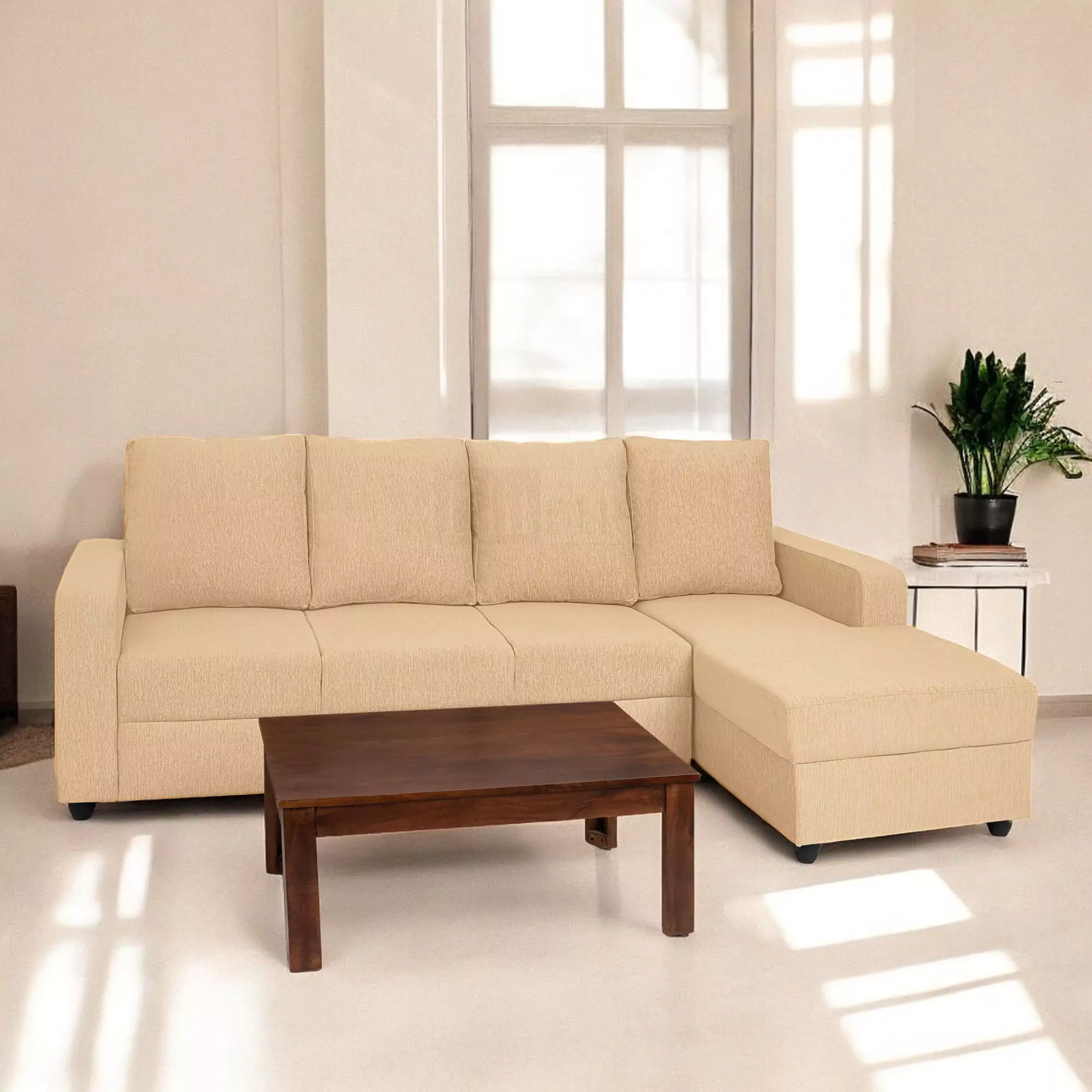 Klassik Beige L Shape Sofa (5 Seater - Left )  by Elitrus