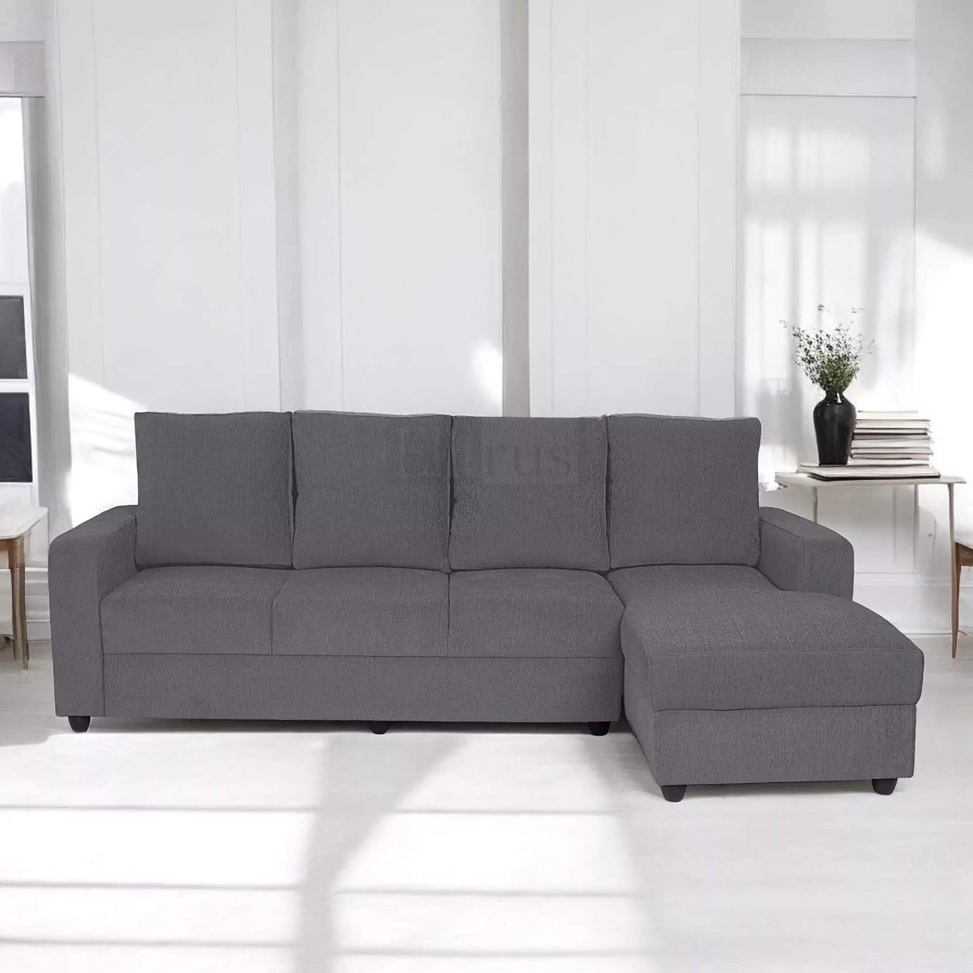 Klassik Grey L Shape Sofa (5 Seater - Left )  by Elitrus