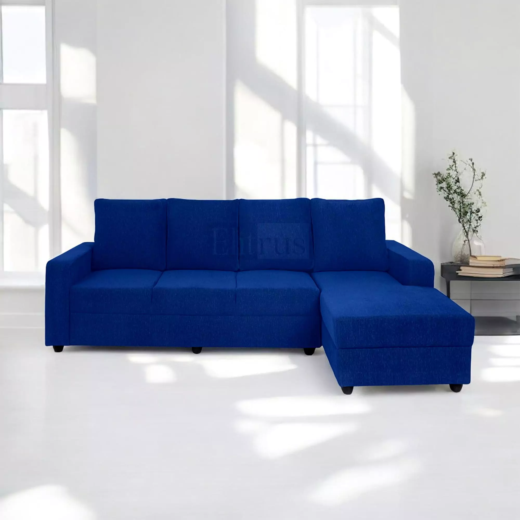 Klassik Blue L Shape Sofa (5 Seater - Left )  by Elitrus