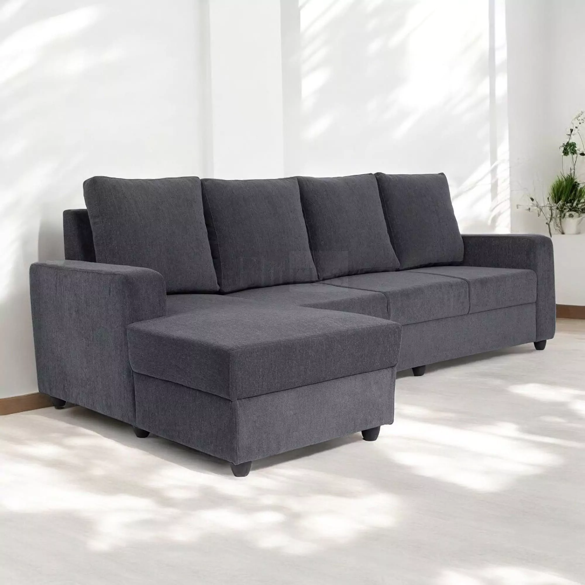 Klassik Grey L Shape Sofa (5 Seater - right )  by Elitrus