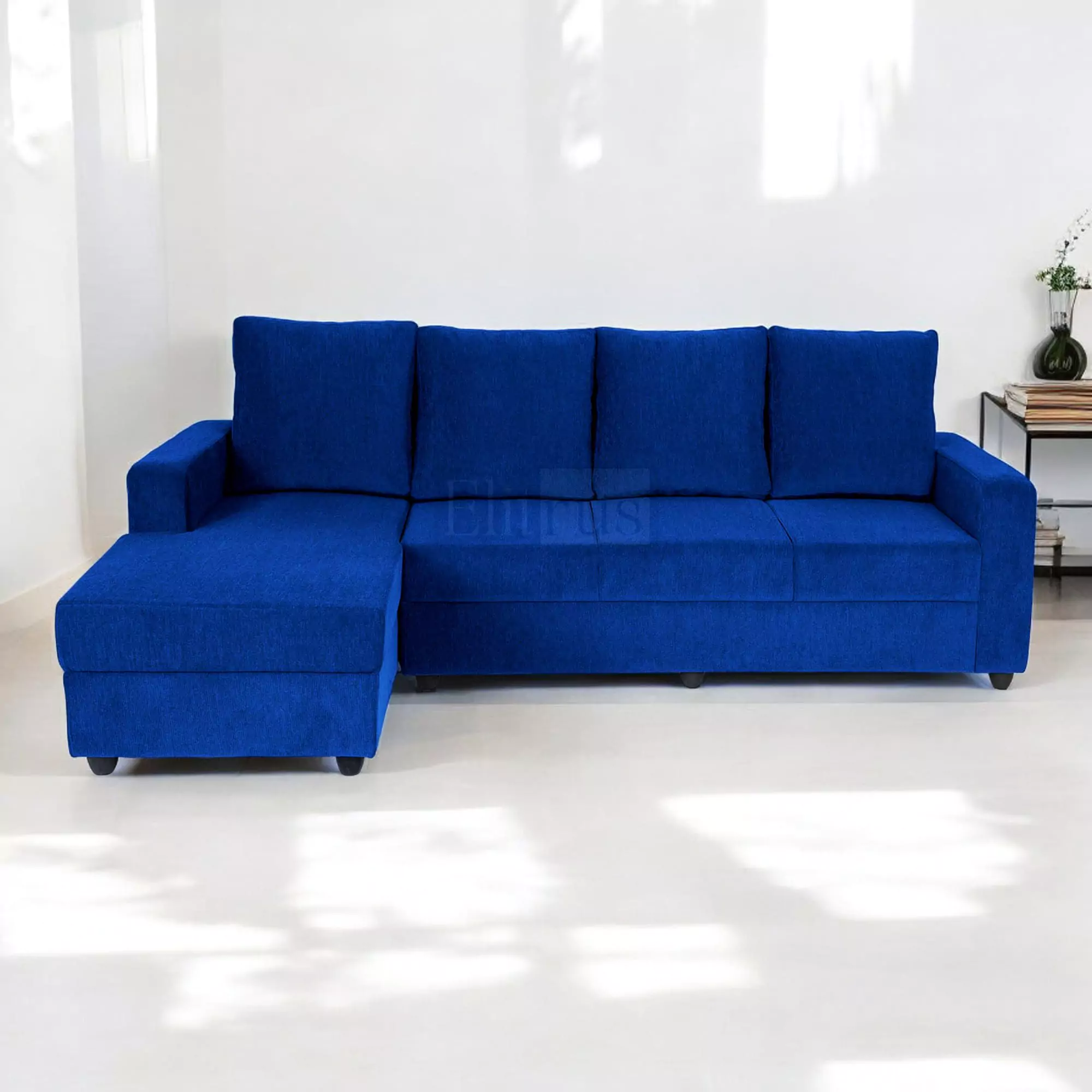 Klassik Blue L Shape Sofa (5 Seater - right )  by Elitrus