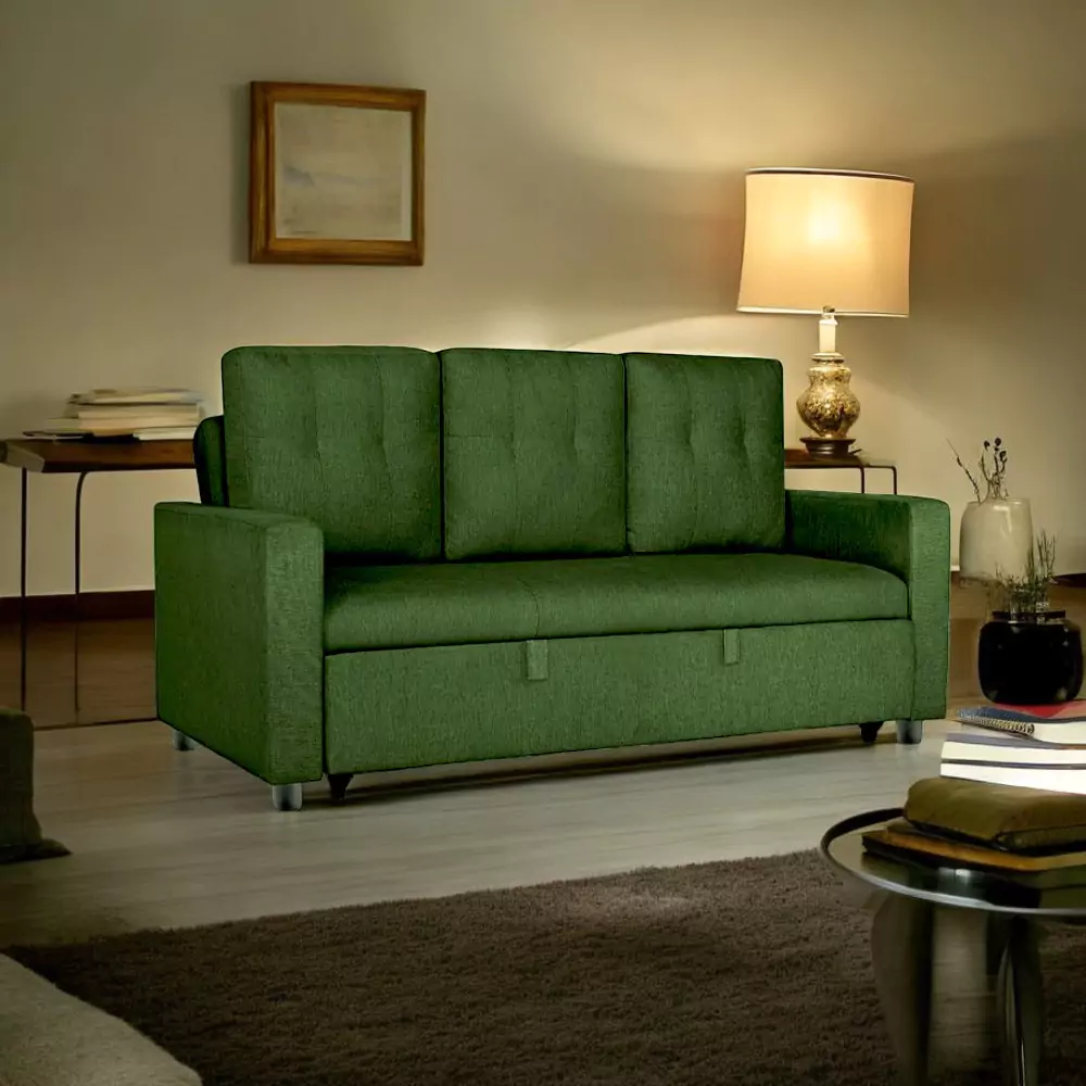 Klassik Green 3 Seater Sofa Cum Bed  by Elitrus 