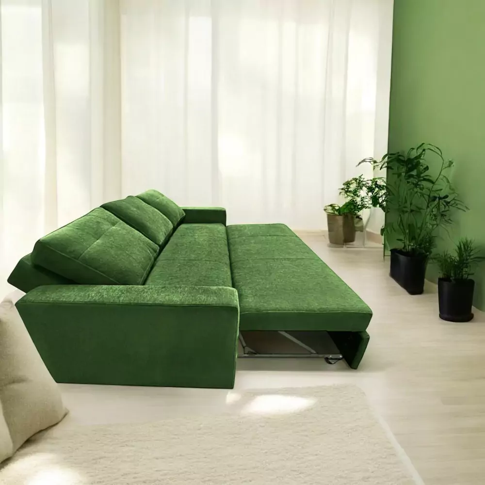 Klassik Green 3 Seater Sofa Cum Bed  by Elitrus 