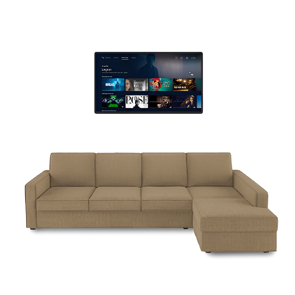 Combo-6 - Klassik Beige L Shape Sofa (5 Seater - Left)  by Elitrus + TV 32 inches - Smart Android