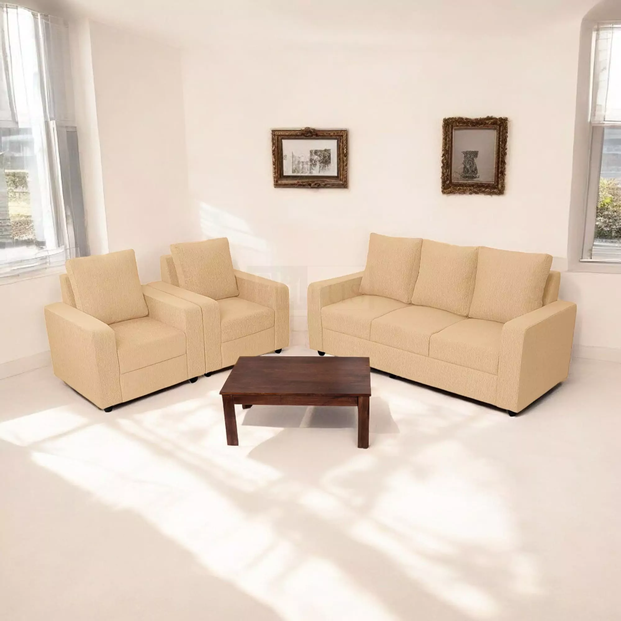 Combo 13 - Klassik Beige 3 Seater + 1 Seater + 1 Seater Sofa by Elitrus