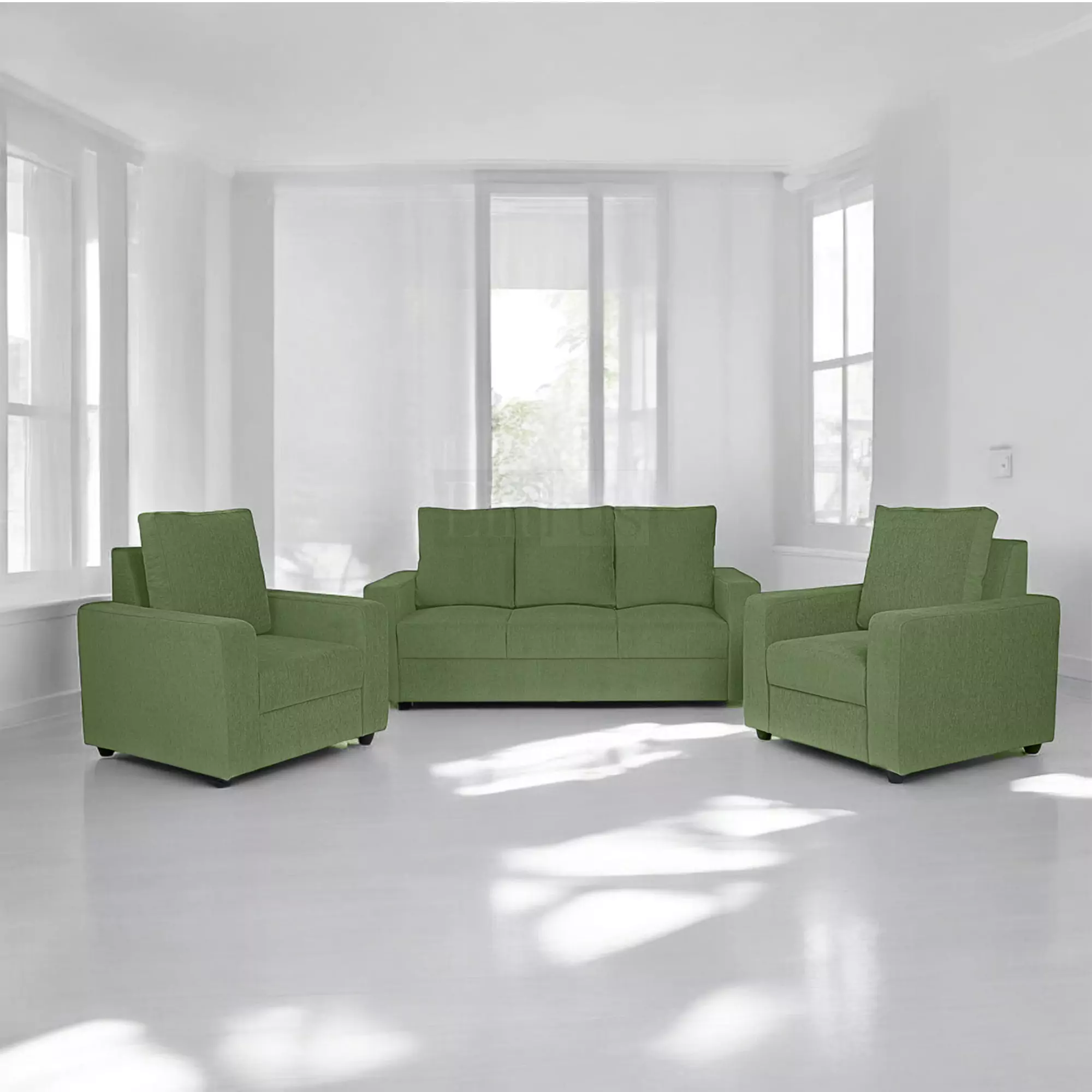 Combo 15 - Klassik Green 3 Seater + 1 Seater + 1 Seater Sofa by Elitrus