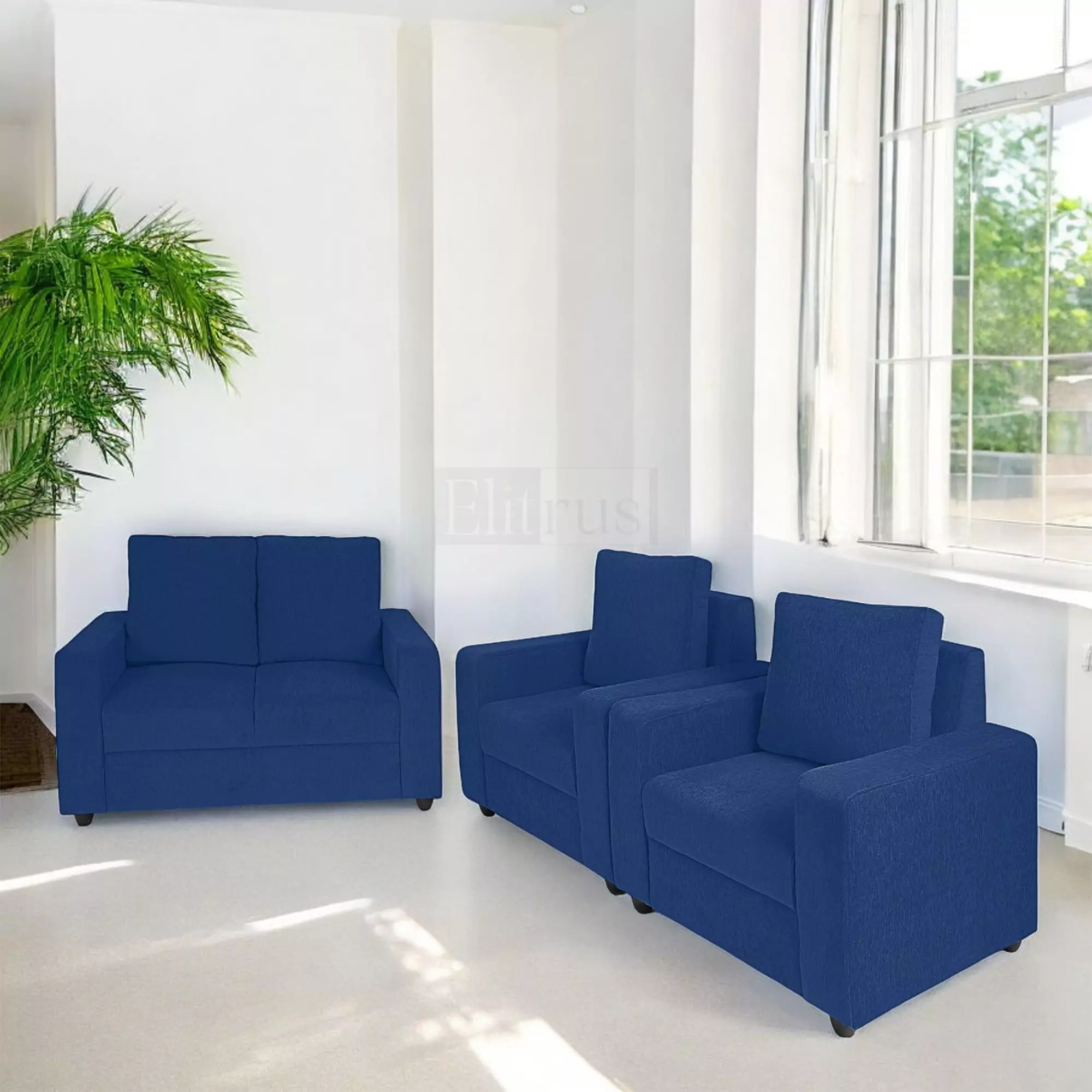 Combo 18 - Klassik Blue 2 Seater + 1 Seater + 1 Seater Sofa by Elitrus