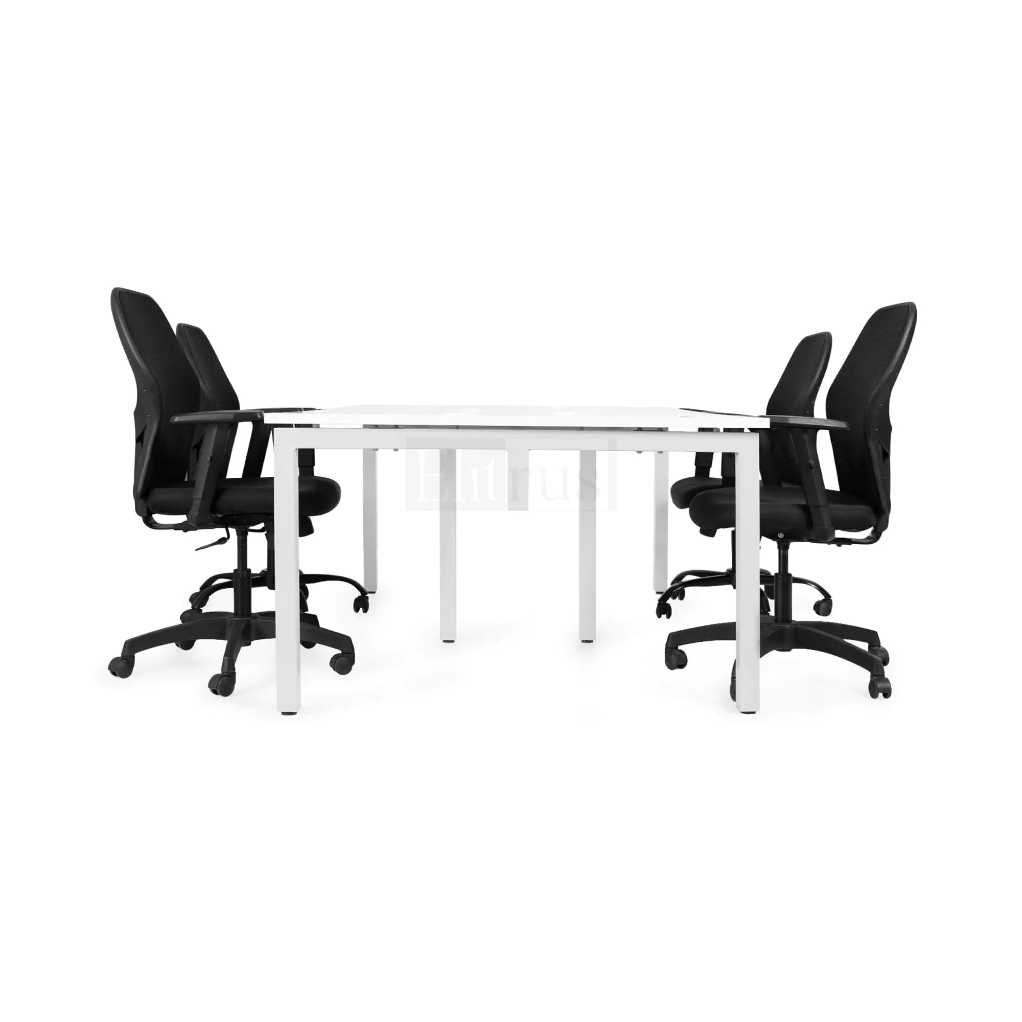 Office Combo 3: 4 Seater (4 x 6 feet) Open Type Workstation, 4 Ergonomic Office Chair with Adjustable Arm