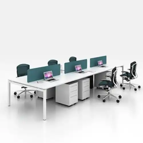 Office Combo 4: 4 Seater (4 x 8 feet) Open Type Workstation, 4 Ergonomic Chairs, 4 Pedestals