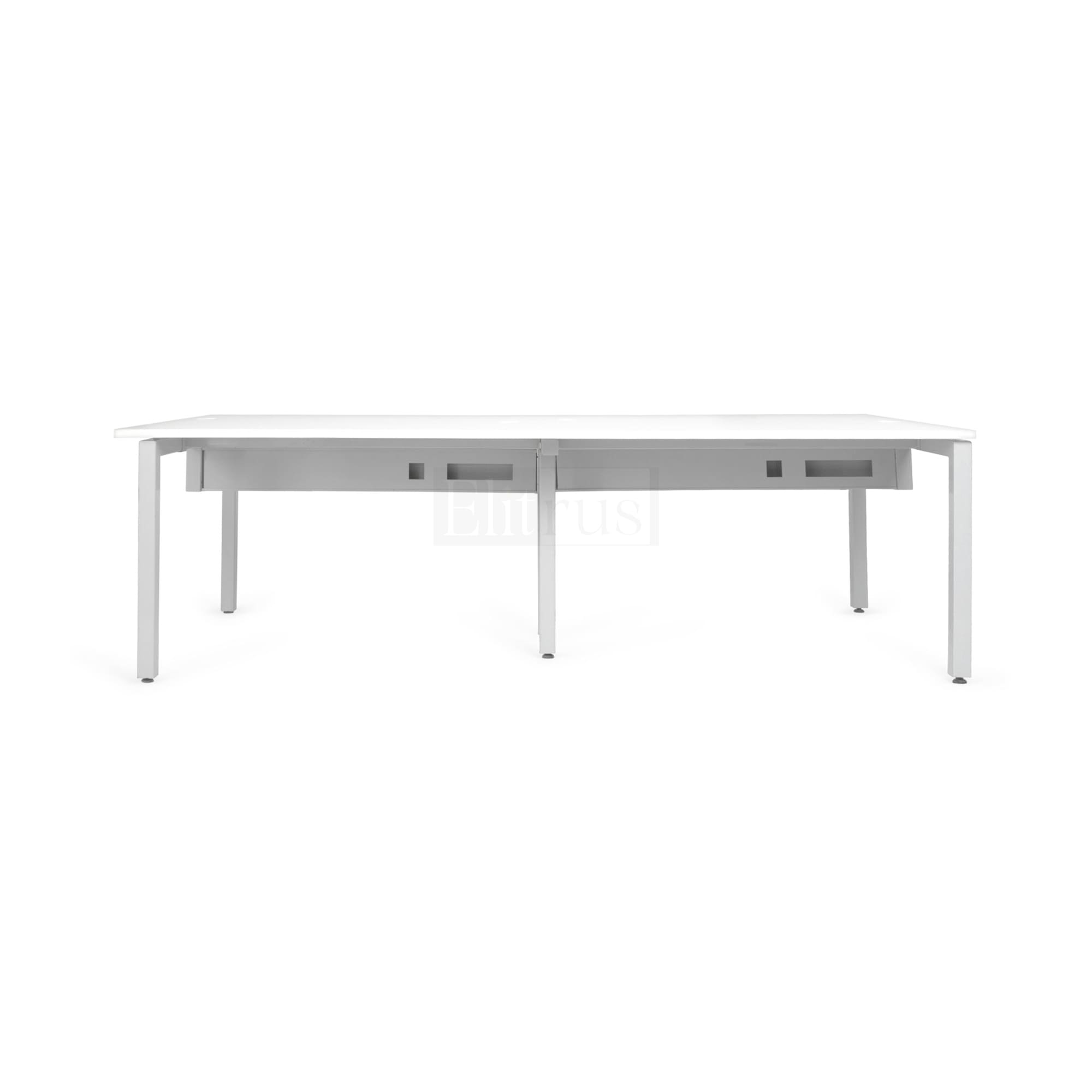 Elitrus (4 X 6 Feet) 4 Seater Office Workstation Table Powder coated metal base with with Prelam particle board top with raceway