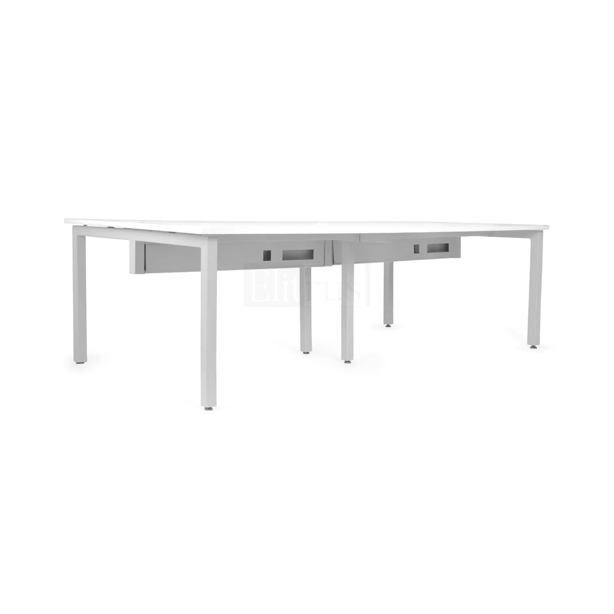 Elitrus (4 X 6 Feet) 4 Seater Office Workstation Table Powder coated metal base with with Prelam particle board top with raceway