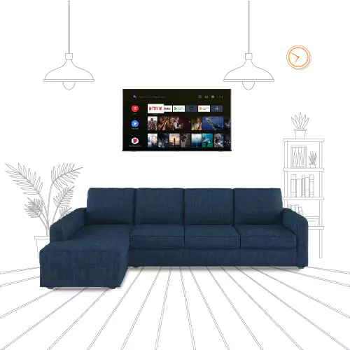 Combo 4 - Klassik Blue L Shape Sofa (5 Seater - Left )  by Elitrus + 32" Smart TV 