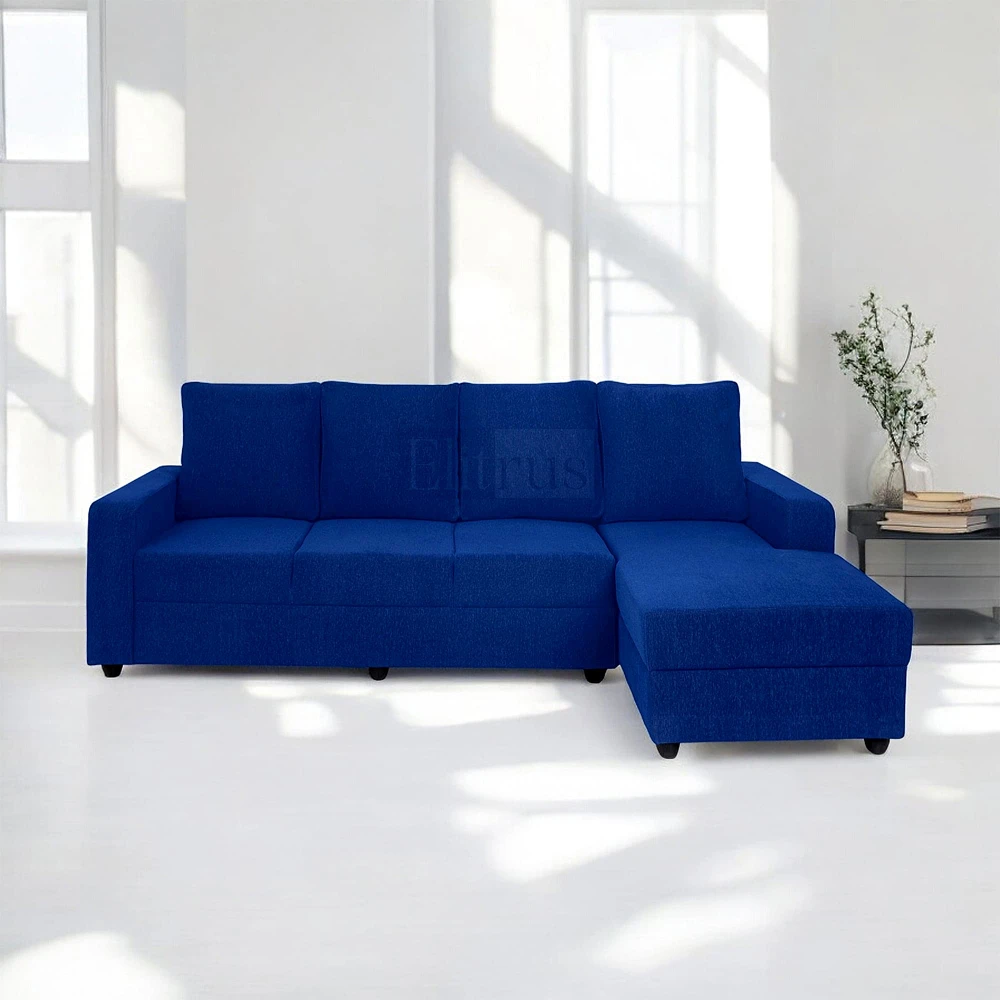 Klassik Blue L Shape Sofa (5 Seater - Left ) by Elitrus for rent in ...