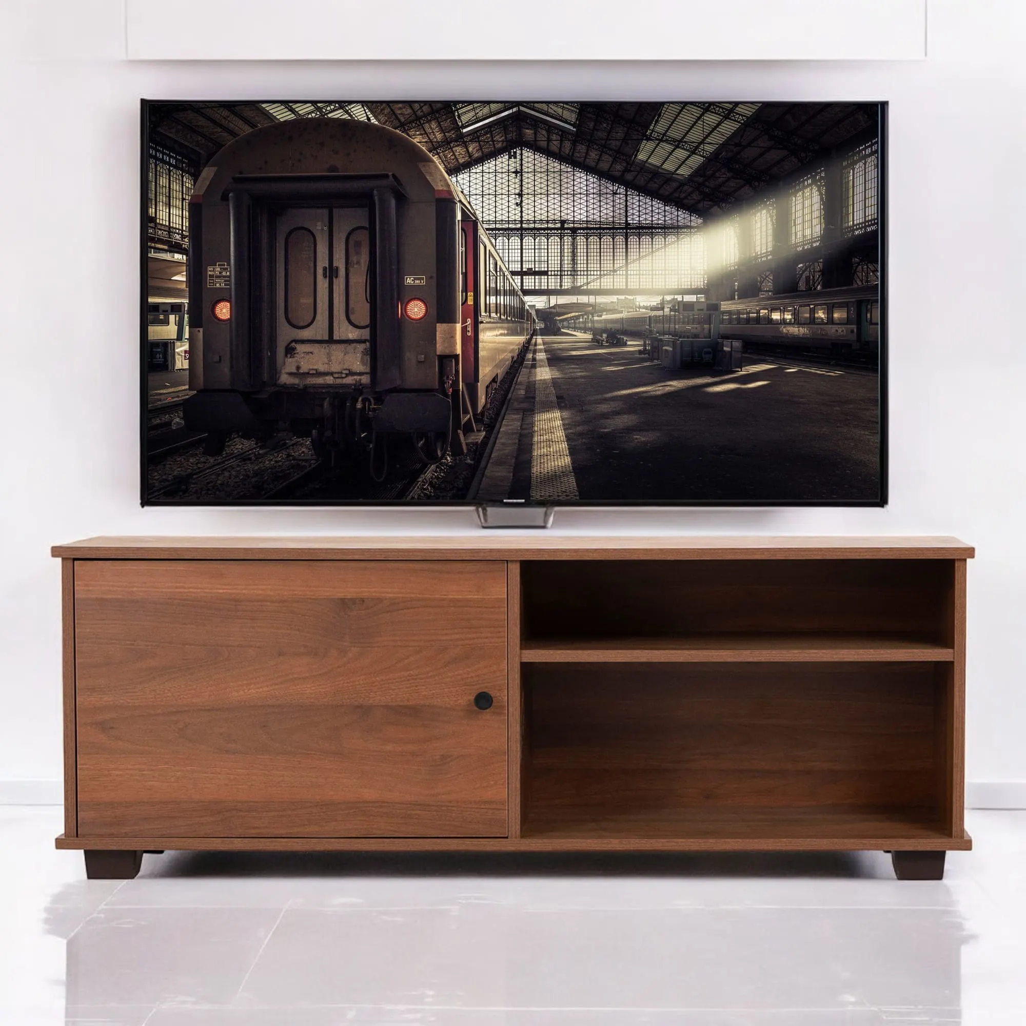 Engineered Wood Free Standing TV Unit In Dark Wenge Finish by Urban ...